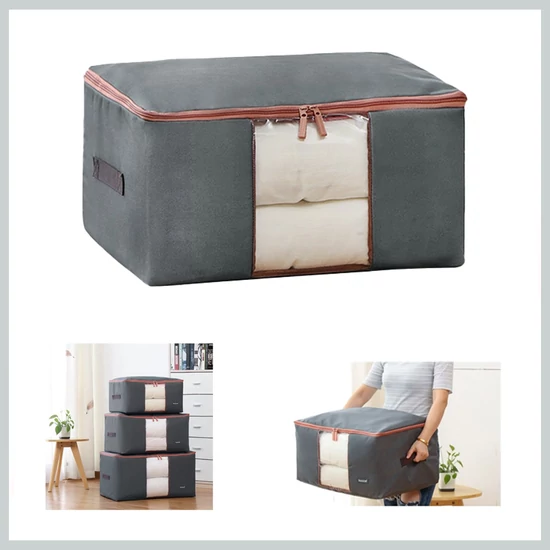 Ágynemű- és ruhatartó – tároló táska, grafit szín, L 50x40x25cm OR105