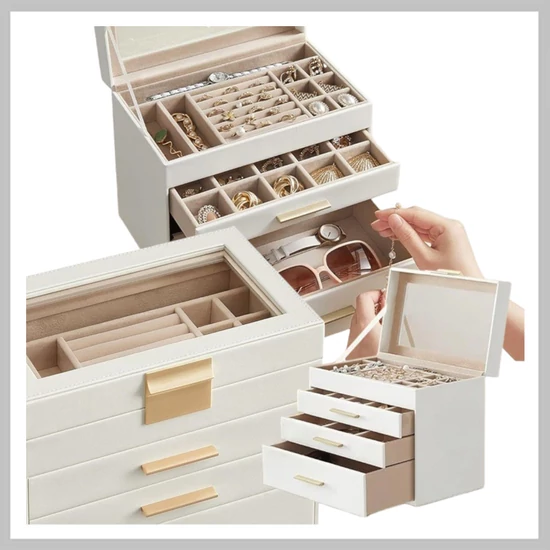 Exkluzív ékszertartó doboz 4 szintes PD161