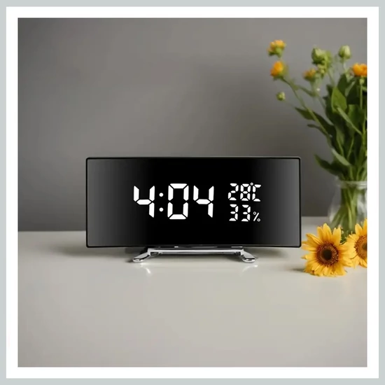 Tükör kijelzős digitális ébresztőóra 521345