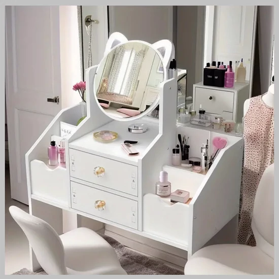 Asztali fésülködőasztal macskafüles tükörrel (T)   AN1363132