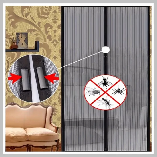 Mágneses szúnyogháló ajtóra – 80x210 cm, öntapadós, erős hálós függöny