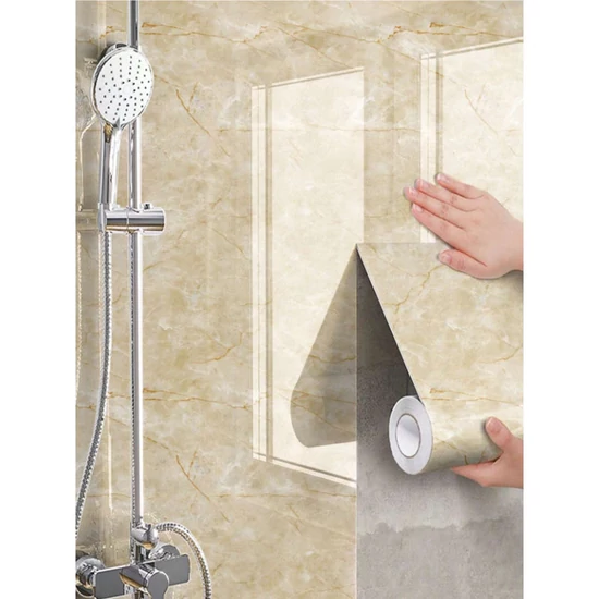 1 Tekercs Vízálló Márványmintás Tapéta, 45x500 cm, Bézs 35703384-B