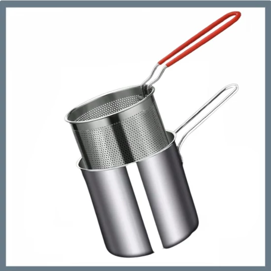 Rozsdamentes acél mini olajsütő serpenyő szűrővel 32639726