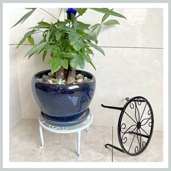 Fém virágtartó állvány szett 2 db fekete KY18417-b