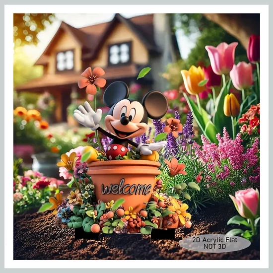 Kerti Mickey egér dekoráció „Welcome” felirattal ND1332004