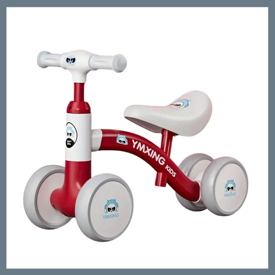 Négy kerekű, pedál nélküli bicikli gyerekeknek - Piros 601099674833524-P