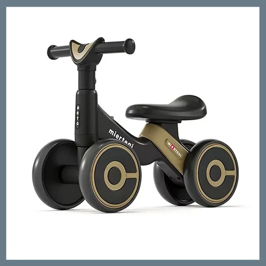 Négy kerekű, pedál nélküli kis bicikli - Fekete 601099808293309-FK