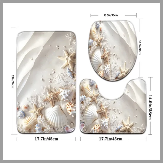 3 darabos Ocean Series fürdőszobai szett - WC-fedél és lábtörlő 601099852409539