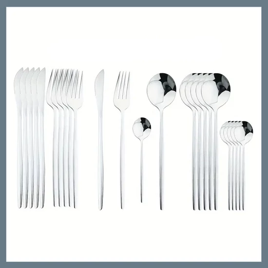 24 részes evőeszköz készlet, rozsdamentes acél - Ezüst 601099521763851-E