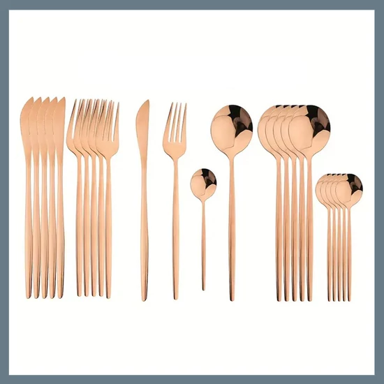 24 részes evőeszköz készlet, rozsdamentes acél - Réz 601099521763851-R
