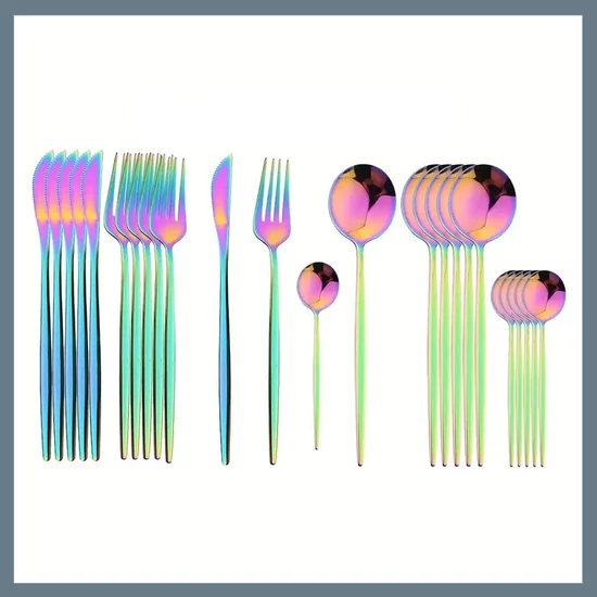 24 részes evőeszköz készlet, rozsdamentes acél - Szivárvány 601099521763851-SZ