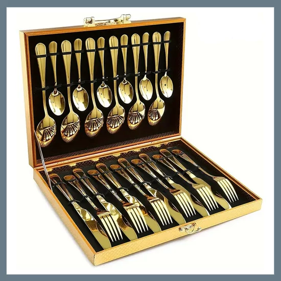 24 részes aranysárga evőeszköz készlet, rozsdamentes acél 601099600756867-24