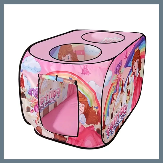 Összehajtható játszósátor gyerekeknek - Rózsaszín, Hercegnő minta 601100250694499-H