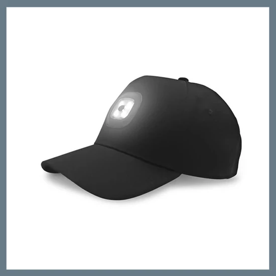 Baseball sapka újratölthető LED lámpával - Fekete SLH6803
