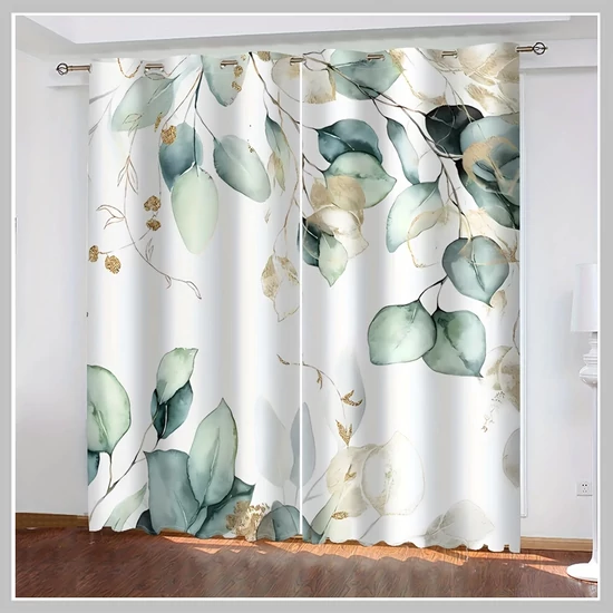 Eukaliptusz levelek mintás függöny 100 x 220 cm 2 db JA105340