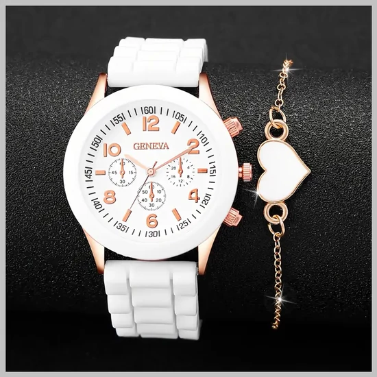 Geneva Női karóra és karlánc ajándékszett fehér MM721730-F