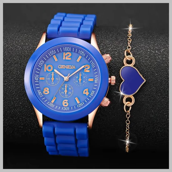 Geneva Női karóra és karlánc ajándékszett kék MM721730-K