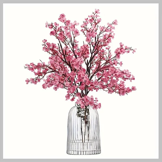 5 db Elegáns Fehér/Rózsaszín Mű Cseresznyevirág csokor BB146023