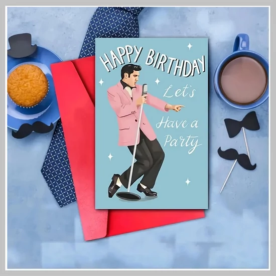 Elvis szülinapi kártya piros borítékkal PM689610