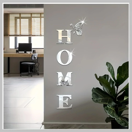 3D 'HOME' modern tükör fali dekorációs készlet 5 részes  YD448707