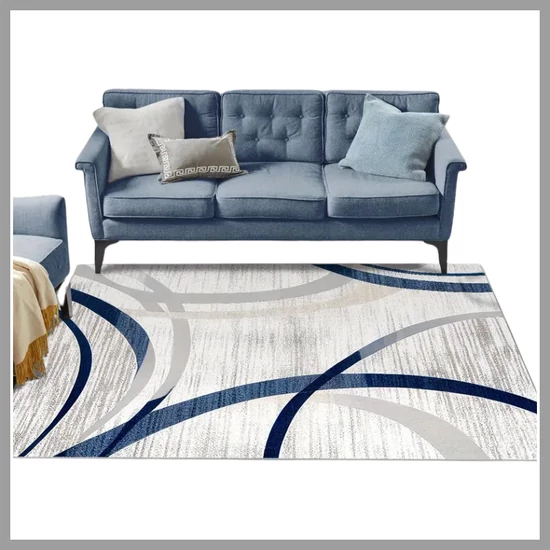 Bársony szőnyeg 160 x 230 cm, kék, szürke (T) TP330581-c