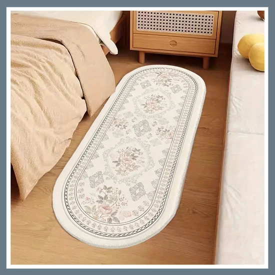 Fehér virág mintás szőnyeg 50 x 140 cm TD270829-2