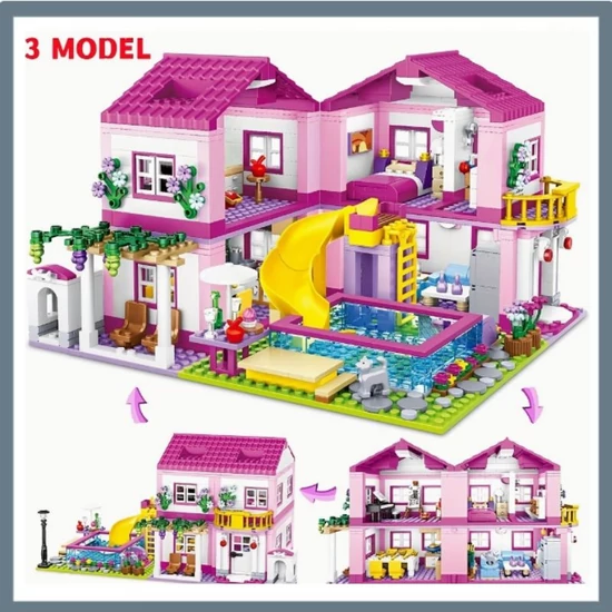 1018 db-os lányos építőkocka készlet – 3 az 1-ben FQ158089