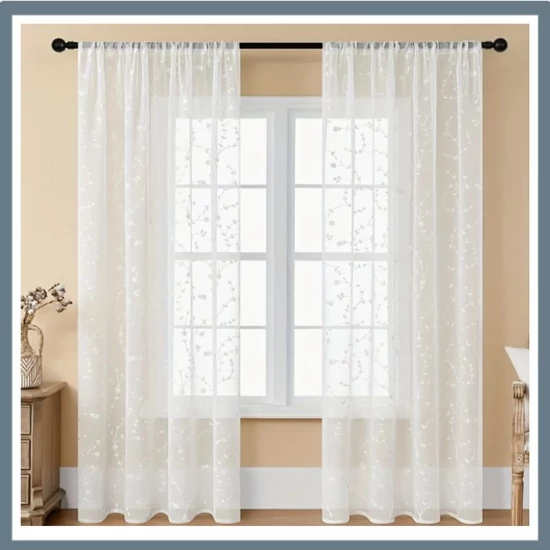 Hímzett fehér gézfüggöny – 2 db VX56455