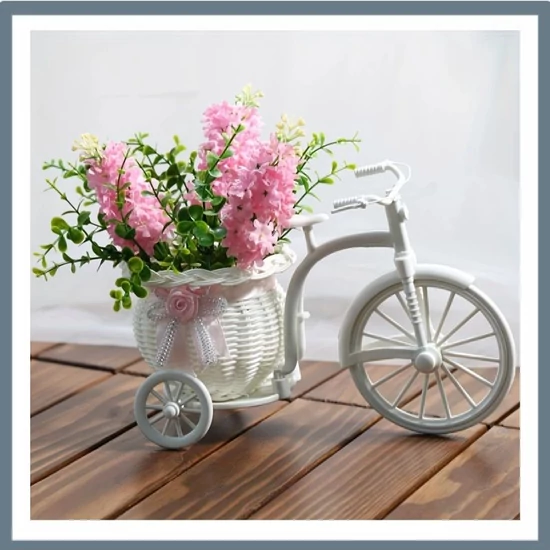 Dekoratív virágtartó tricikli – 12 × 37 cm DJ940596