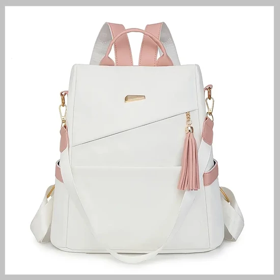 Stílusos női hátizsák fehér-pink VU664681