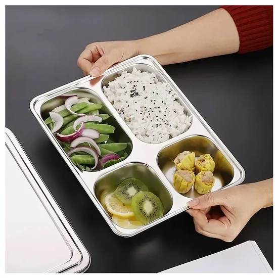 Rozsdamentes acél ételtálca – 4 rekeszes  QP95870-4