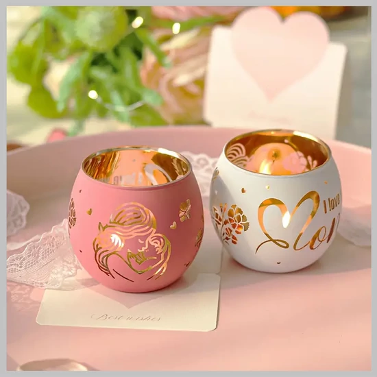 2 darabos elegáns Anyák napi üveg gyertyatartó készlet DQ1053671