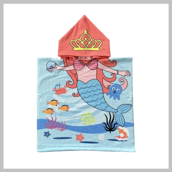 Gyerek kapucnis strandtörölköző – kék hableány  PEL01WZ4