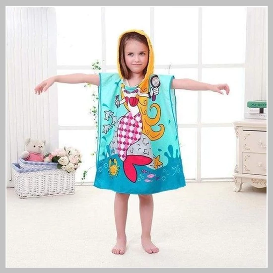 Gyerek kapucnis strandtörölköző – hableány mintával PEL01WZ6