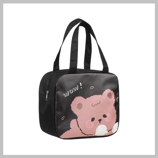 Cipzáras ételhordó fekete macis PJM18WZ2