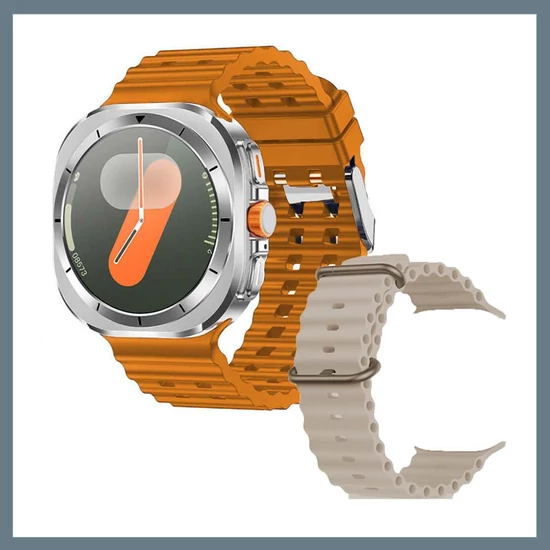 A25 ULTRA Okosóra ezüst dial - bézs,narancssárga szilikon szíjjal holm0637