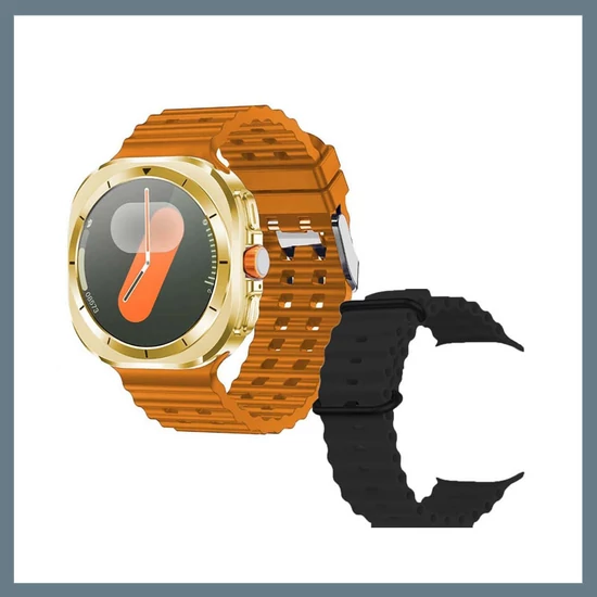 A25 ULTRA Okosóra arany dial - narancssárga,fekete szilikon szíjjal holm0638