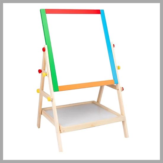 Állítható Magasságú Gyermek Rajztábla - Kétoldalú Mágneses Fa Tábla  holm3631