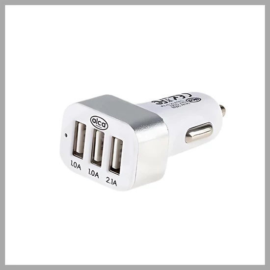 Alca | szivargyújtós USB elosztó | 3 port | fehér | ezüst 510520