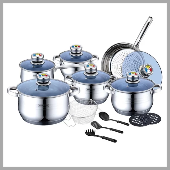 Royalty Line 18 részes rozsdamentes edénykészlet RL-1801BM