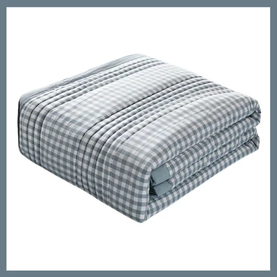 Puha légáteresztős nyári takaró 203x229cm - Szürke rács PW68406-8