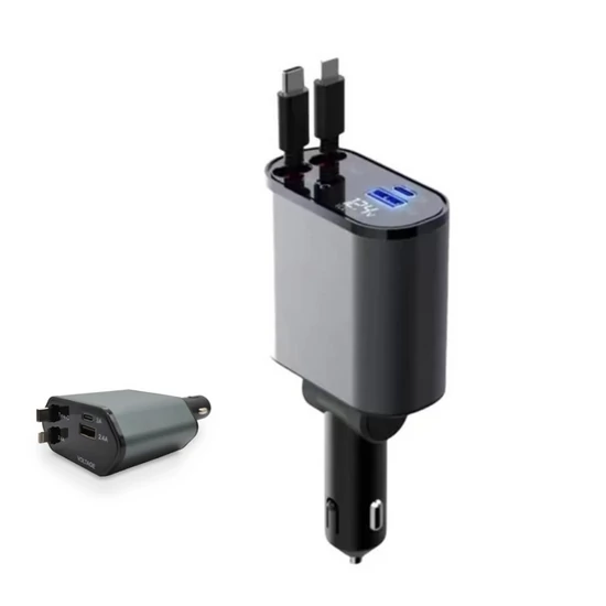 Autós szivargyújtós gyorstöltő 4 az 1-ben, rugalmasan visszahúzható SLH1626