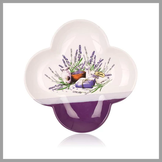 BANQUET Tálalótál,négylevelű lóhere forma, LEVENDULA minta, 26 cm 60SM02L