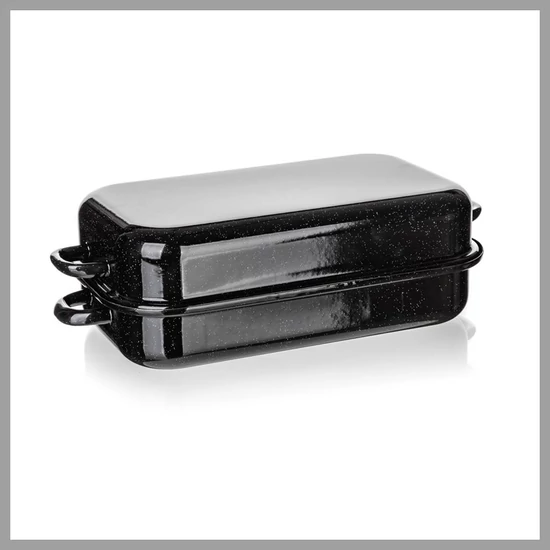 BANQUET CULINARIA Fekete 35 cm-es négyzet alakú zománcozott tepsi, 2 részes 13705053