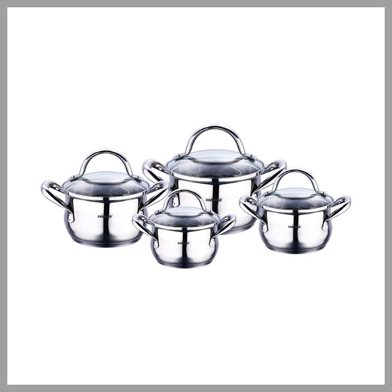 Bergner rozsdamentes acél edénykészlet, fedőkkel – 4 részes BG-6523