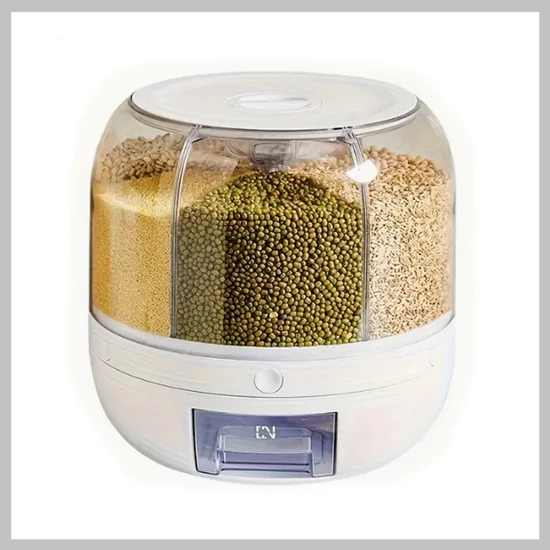 Nagy Kapacitású Konyhai  Forgó Tárolóedény Fedéllel fehér KD324698-3