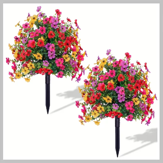 2 db leszúrható színes művirág csokor 56cm UJ1339442