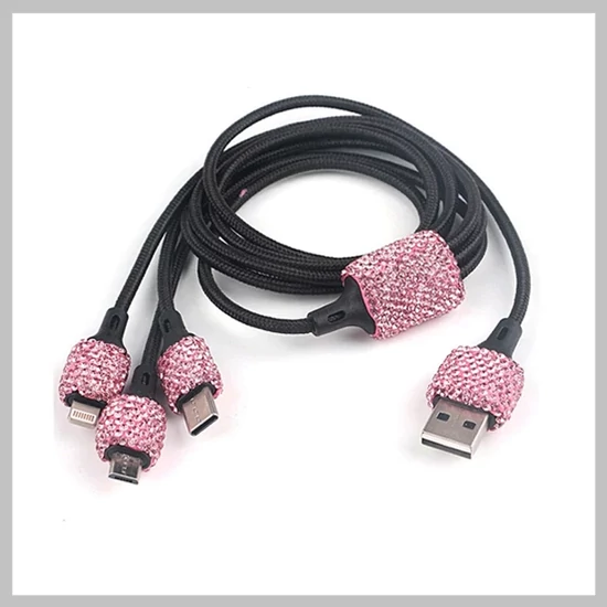 Strasszköves 3 az 1-ben töltőkábel – többféle színben SLH2270