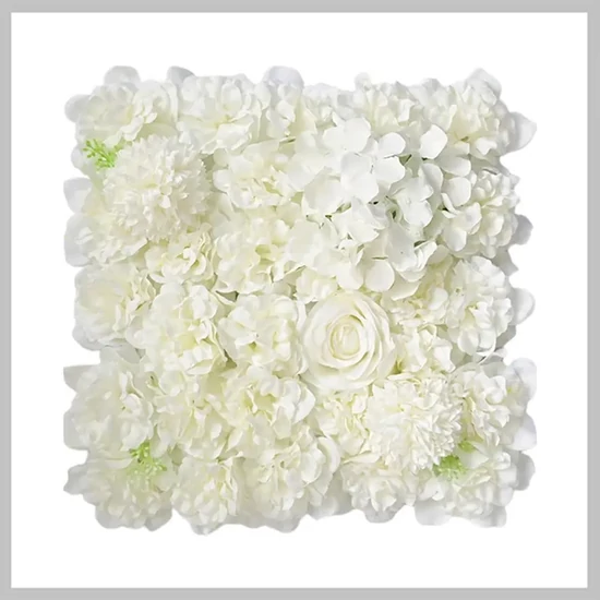 Mesterséges virág dekor falpanel – 4db 38 x 38 cm, rózsákkal és hortenziákkal FEHÉR CL777661-2