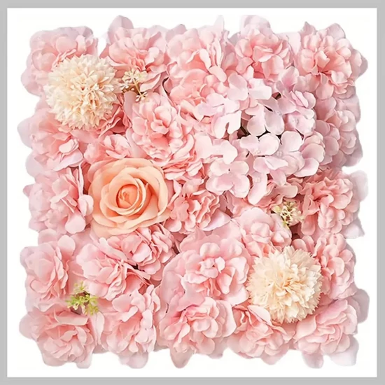 Mesterséges virág dekor falpanel – 4db 38 x 38 cm, rózsákkal és hortenziákkal CL777661